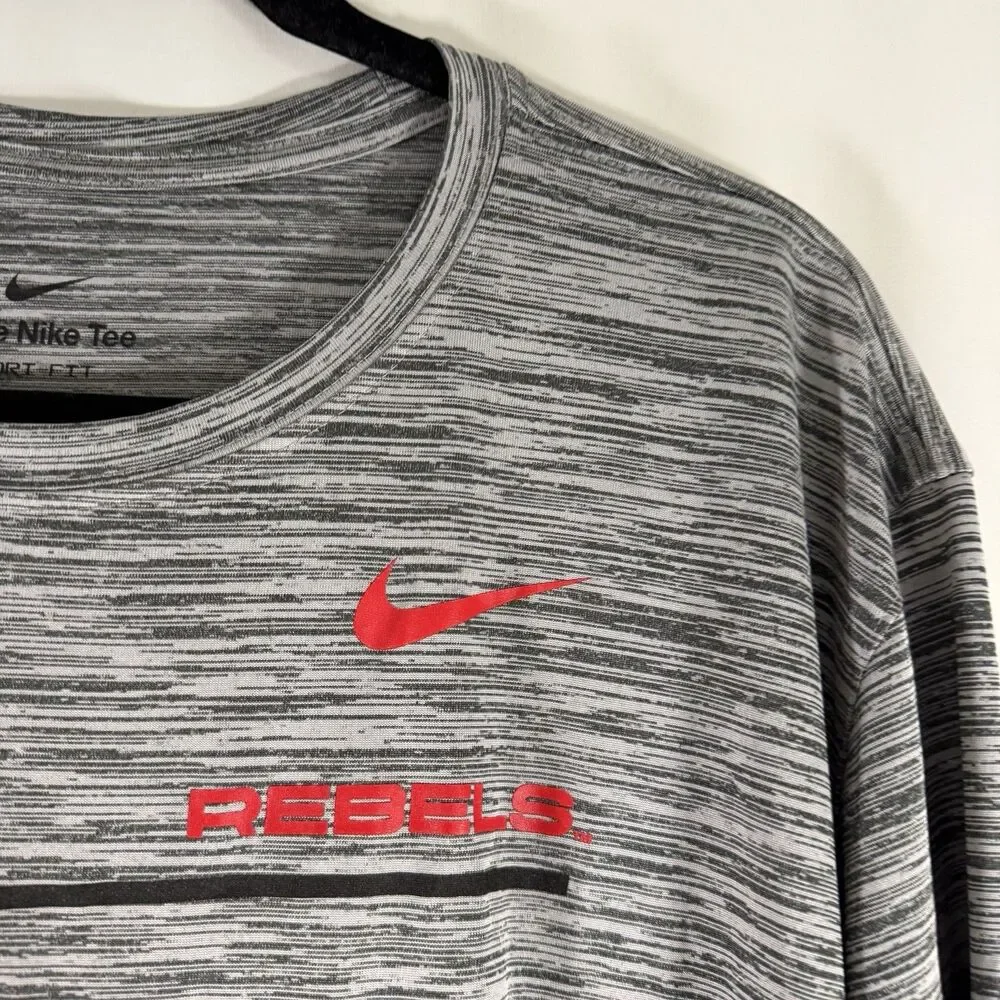 UNLV Rebels Nike Shirt Men's 3XL Heathered Grey Long Sleeve Crew Neck